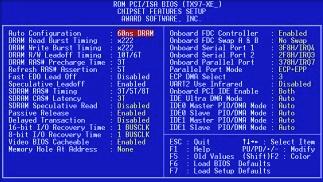 IV. BIOS SOFTWARE Chipset Features Setup The Chipset Features Setup option controls the configuration of the board s chipset.