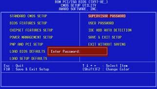 IV. BIOS SOFTWARE Supervisor Password and User Password These two options set the system passwords.