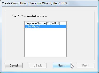 Creating Groups Using a Thesaurus You can use thesauri to create groups in a list. This is useful for creating collections of list items using previously defined, reusable thesauri.