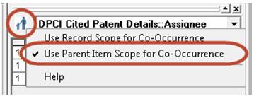 Use Parent Item Scope for Co-Occurrence Selecting the other option in