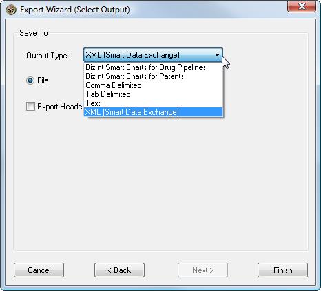 By default, all Fields will be included in the Export. Individual fields can be removed from the default set by selecting the field and clicking the Remove button.