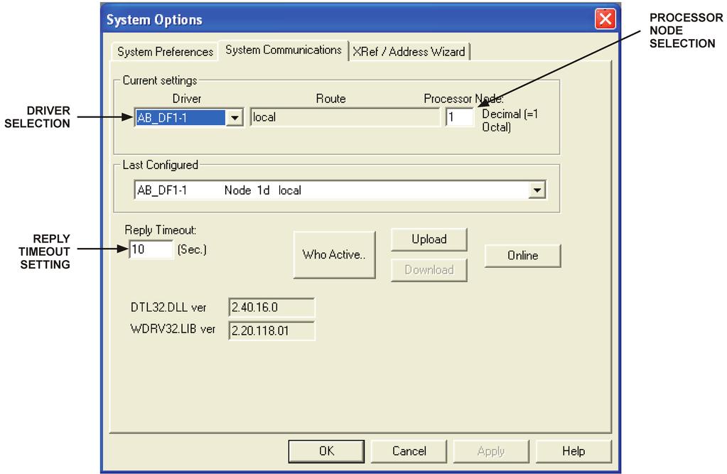 tab places the corresponding folder on top of the dialog box. Figure 1-6 shows the System Communications folder of the System Options dialog box.