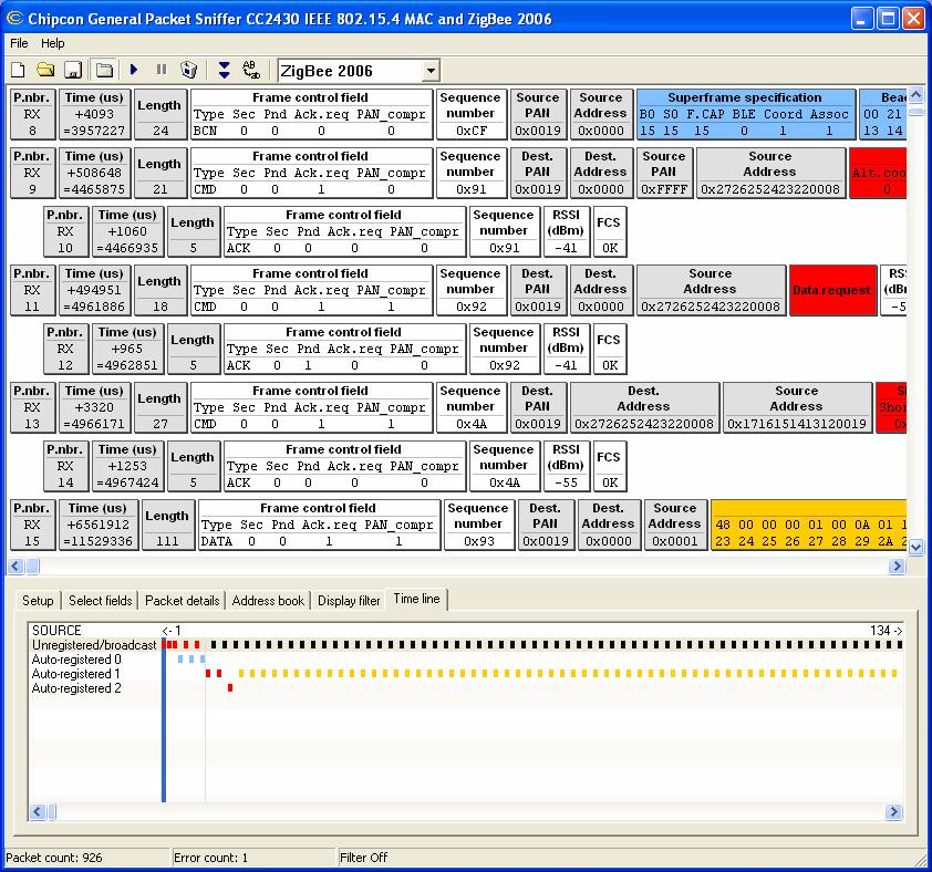 Figure 4: Packet sniffer screenshot from