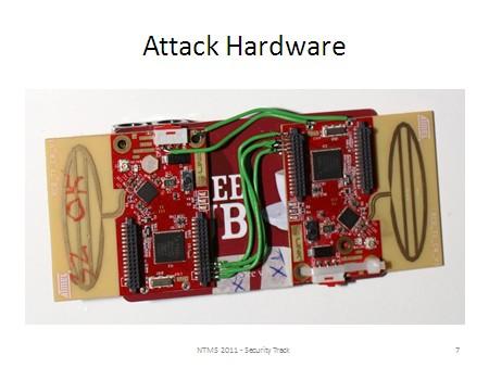 The actual attack hardware, a commercial development kit. The microcontroller is an 8-bit AVR, the radio an Atmel AT86RF231. Any 802.15.4 board could be used though in a similar way.