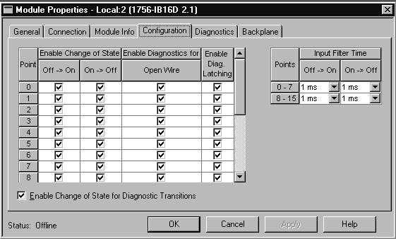 A-2 Using Software Configuration Tags The following screens show the difference between viewing change of state for a point on the 1756-IA16I module through the module