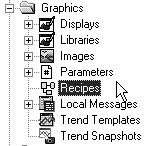 You can also create a recipe by saving the values from input boxes in a graphic display to the name specified in the Recipe input object.