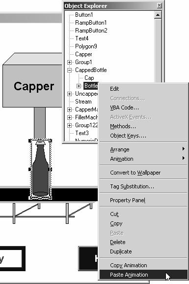 5-66 4. Copy, Paste and Edit Bottle 3 Animation Bottle 3 is a group made up of a cap and bottle. The animation must be applied to the cap and bottle separately.