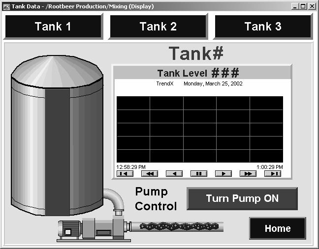 5-76 2. Edit the TankData graphic display The graphic display is configured to show data for Tank 1. Double-click the Tank Data display to open it.