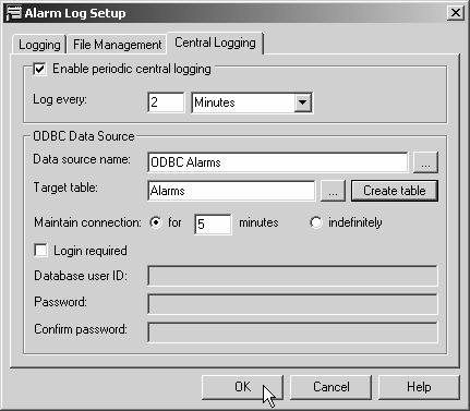 6-11 Central Logging In addition to logging to file sets, you can optionally set up RSView to automatically log data to a central, ODBC-compliant database.