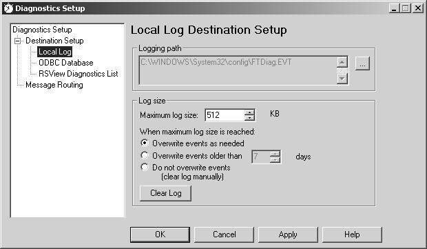 7-3 The Local Log Diagnostics Messages are sent to a local log on
