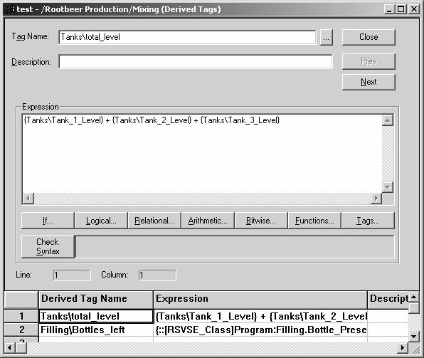 10-3 The Derived Tag Editor consists of a form view on top, and a spreadsheet view to display the configured