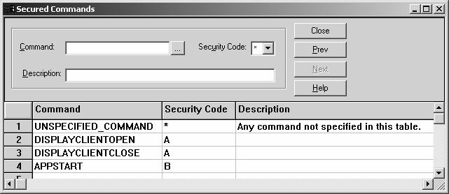 12-7 Securing Commands Open the Secured Commands editor to restrict access to commands. By default, all users have access to all commands.