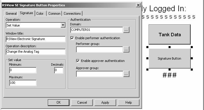 12-18 3. Add an Electronic Signature Button Open the ActiveX Toolbox from the View menu. Add an Electronic Signature Button under the Tank Data button.