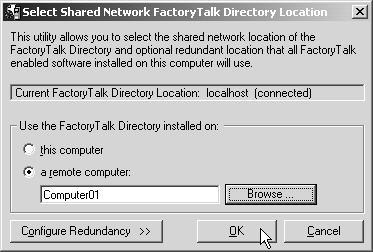 14-20 1. Set the FactoryTalk Directory Location: Each computer participating in the application must point to a common FactoryTalk Directory. Every computer has the software installed from Lab 2.