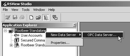 3-25 4. Create a Data Server Create a Data Server within the application to reference the RSLinx OPC Server.