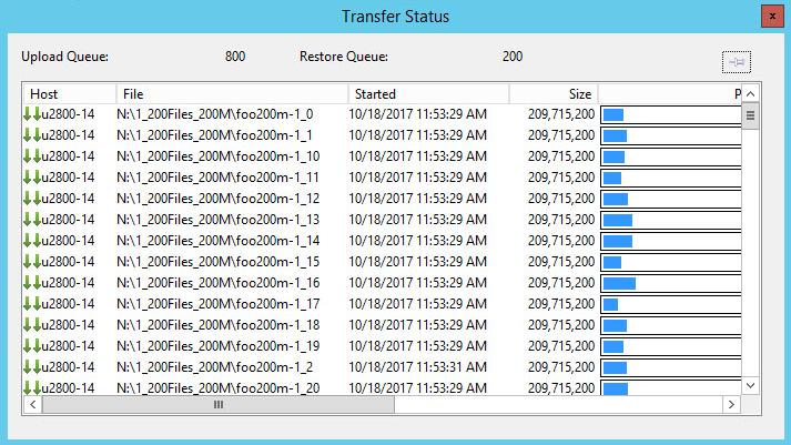 Figure 9 - CIFS-ECS Transfer Status View 4.6 Performance Options The performance parameters were set to defaults except for the upload and restore threads which were set to 64.