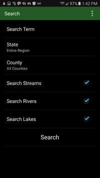 Tap the "Search" button on the App Menu. Choose the state you wish to search from the "State Menu".