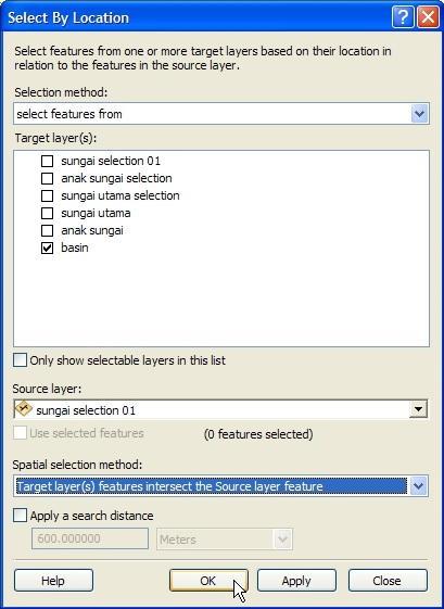 20) On Selection method combo box, choose select features from.