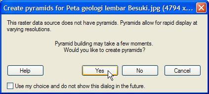 5) Click Add Data button. Enter into folder: Data source for training\04 Geological map, choose file Peta geologi lembar Besuki.