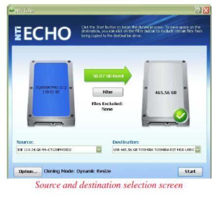 Data Migration Procedure: 1. Double-click on the NTI Echo desktop icon to launch the NTI Echo software 2.