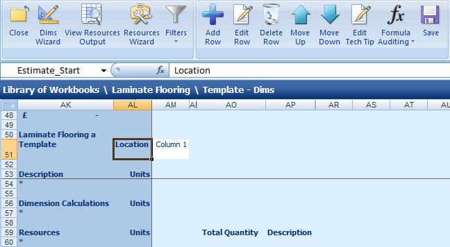 14 Creating the Laminate Flooring Workbook As you can see, the Dimensions Section of the Worksheet is blank and contains no data.