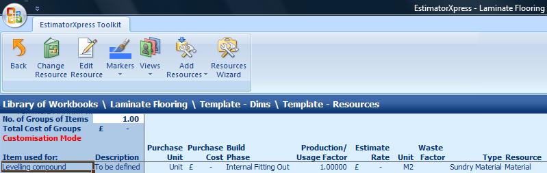 Specifying Resources in the Workbook 27 [1] Press the View Resources Output button. You are transferred to the Resources Section of the Worksheet.