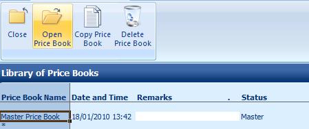 44 Adding Resources to the Price Book [3] From the My Settings Menu, click on My Price Books button. [4] Click on the Master Price Book with your mouse and then press the Open Price Book button.