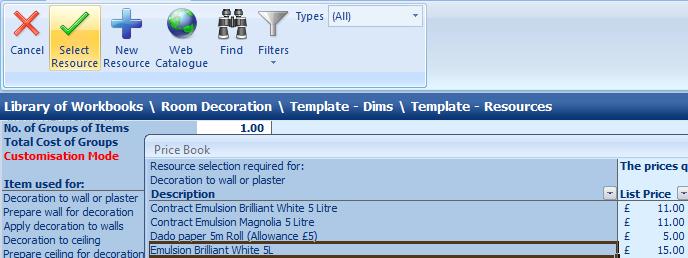 Specifying Resources in the Workbook 69 The Find dialog box pops up. [5] Type emulsion into the drop down box.