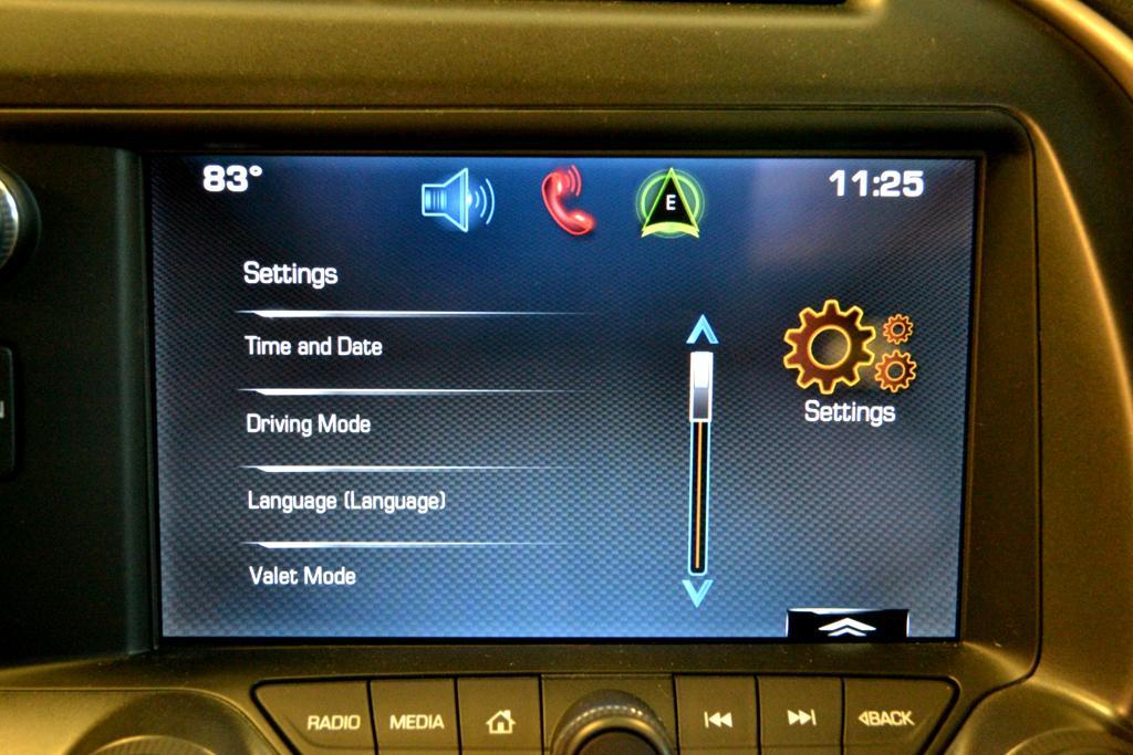 Settings menu will allow for access to system settings, vehicle