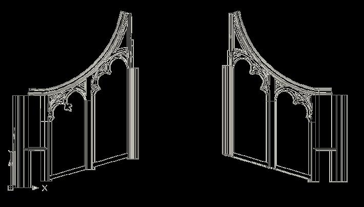 Laser Scanning and in general modeling capabilities. We all need to think in 3D. (Roe, 2010) Figure 12. 2D prospect of two flying buttress extracted directly from the constructed 3D model.