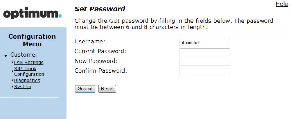 default password for the pbxinstall login ID.