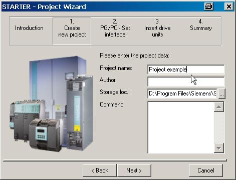 In STARTER, click on the menu items "Project > New with Wizard." The start window of the project wizard is opened. Figure 5-4 Find drive units online 2.