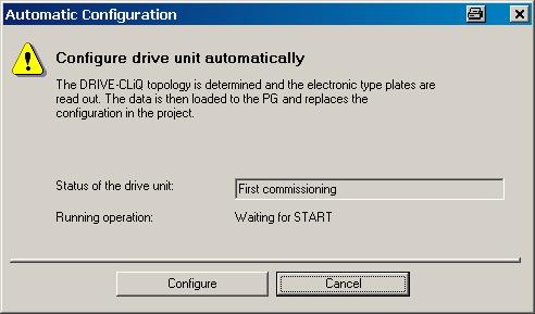 Configuring the drive object 6.1 Configuring the drive unit 4. Double-click on option "Automatic configuration" in the project navigator.