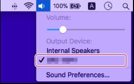 5 Click the speaker icon in the top-right of the screen and select [] from [Output Device]. You can enjoy playing back music, etc. from your computer.