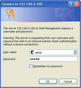 Logging in to the Industrial Managed Switch 1. Use Internet Explorer 8.0 or above Web browser and enter IP address http://192.168.0.100 (the factory default IP address or the one that you have just changed in console) to access the Web interface.