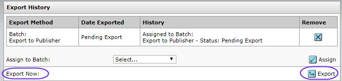 In the Export pop-up window, check the box beside the batch or