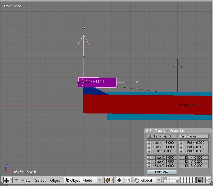 - Move the road on the X axis to displace the bumpy part before the car rig, to avoid deformations of the rig.