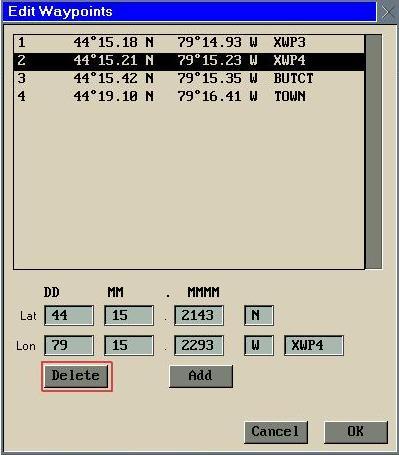 The Cancel button is used to cancel the entry and use the old name. Figure 5-77: Naming Waypoints The keyboard display will be closed.