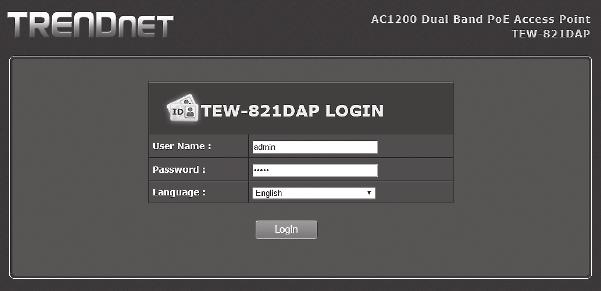 This will launch your default web browser, and automatically direct it to your TEW-821DAP for advanced settings. 11.