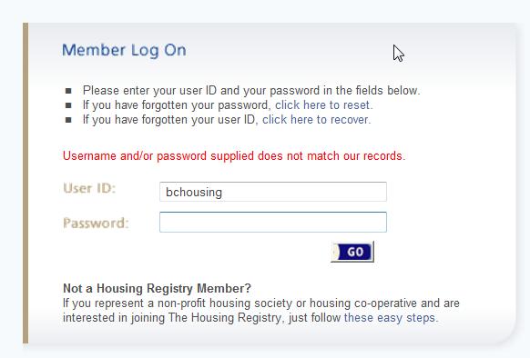 Log in Failed If your log in fails, the following message will appear: Double check you are using the correct username and password.