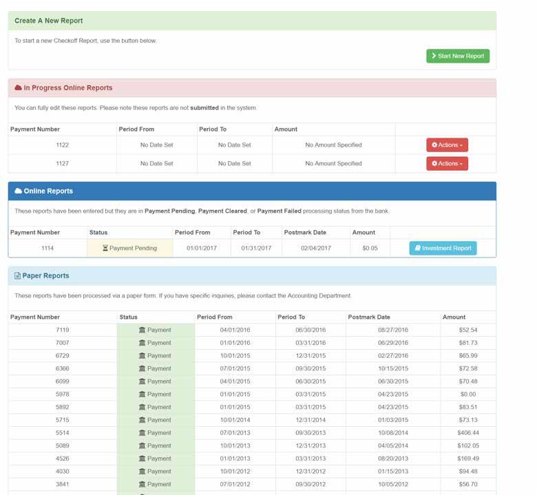 System Overview Menu Dashboard New Report Bank Account Request Access Report Search Return to the dashboard at any time. Enter a new investment report and submit. Manage your bank accounts.