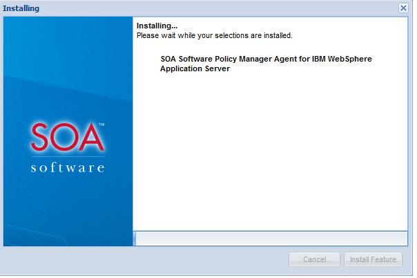 To select the SOA Software Policy Manager Agent for WebSphere Application Server feature, click the checkbox next to the feature line item.