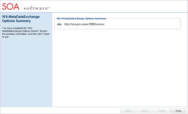 Chapter 4: Installing and Configuring the WebSphere Agent Feature using the SOA Software Administration Console To Configure WS-MetaDataExchange Options (WebSphere Agent) Figure 4-7: Configure