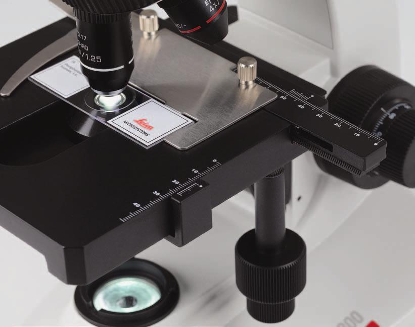 5 Leica DM100 Affordable entry-level microscope Fixed stage with stage clips for accurate manual specimen manipulation