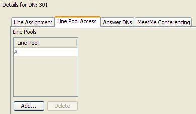 DN records panes Line Pool Access tab These shared pools of lines allow many users to use fewer lines for connections, where dedicated lines are not practical or not desirable.