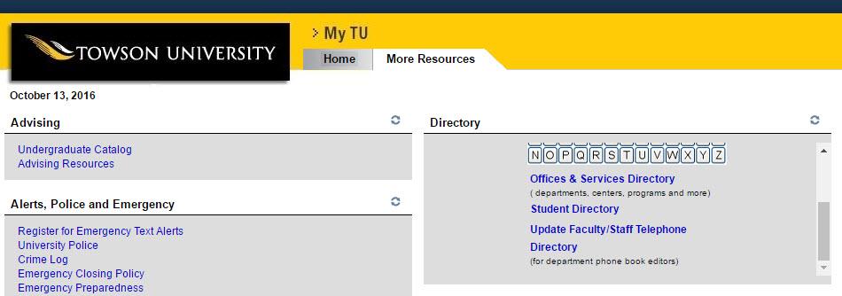 6. Once logged in, the TU Portal will appear. 7. Click on the More Resources tab. 8.