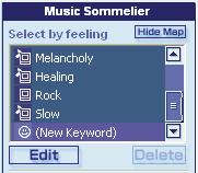 Creating a playlist Music Sommelier: Grouping tracks of similar impression After you select one track from a list, you can group others that resemble it.