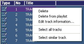 Editing You can edit with the <Library Screen>. Changing title, artist names and album title 1. Right-click the track to be changed. 2. Click "Edit track information ".
