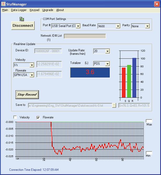 PC Software StufManager TM is a Windows-based PC software aimed to facilitate the use of and to explore the full potential of the RH20 handheld flowmeter.