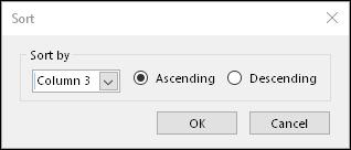 OneNote 2010/2013/2016 4/7/2018 4. In the Sort dialog box, click the down arrow and select Column 3.